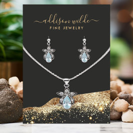 黒素晴らし金ゴールドグリッターイヤリング表示カード 名刺