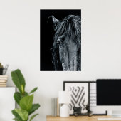 黒素晴らし馬ポートレート ポスター (ホームオフィス)