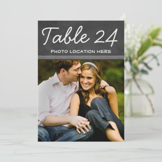 黒素朴いチョーク結婚ボードの写真表番号 招待状 (スタンド正面)