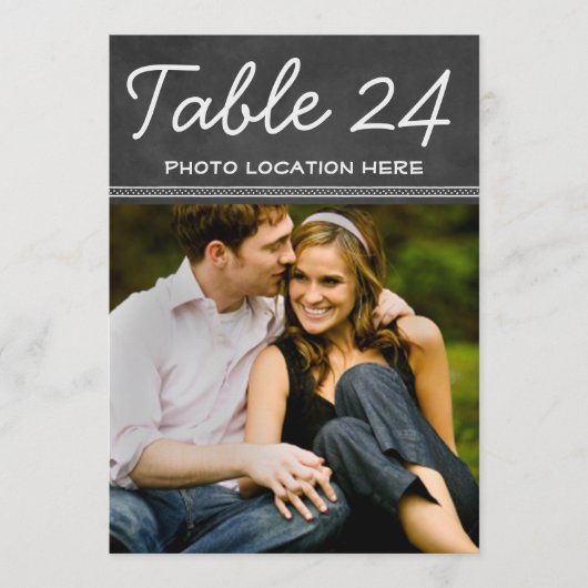 黒素朴いチョーク結婚ボードの写真表番号 招待状 (正面)