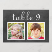 黒素朴いチョーク結婚ボードの写真表番号 招待状 (正面)