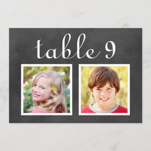 黒素朴いチョーク結婚ボードの写真表番号 招待状 (正面)