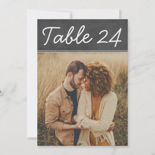黒素朴いチョーク結婚ボードの写真表番号 招待状 (正面)