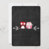 黒素朴い黒板フクロウ花嫁結婚の花婿 招待状 (裏面)