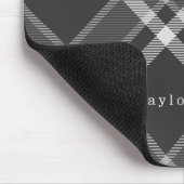 黒素朴と灰色のタータンチェックの格子付き名前 マウスパッド (コーナー)