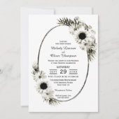 黒素朴と白のひまわりフローラ結婚 招待状 (正面)