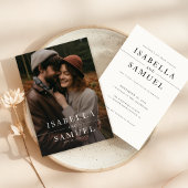 黒素朴と白のオーバーレイ結婚写真 招待状