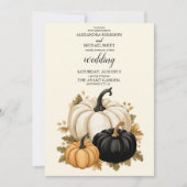 黒素朴と白のカボチャ結婚の 招待状 (正面)
