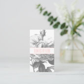 黒素朴と白のバラの花赤面ピンク 名刺 (スタンド正面)