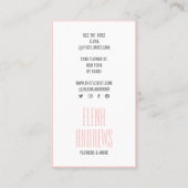 黒素朴と白のバラの花赤面ピンク 名刺 (裏面)