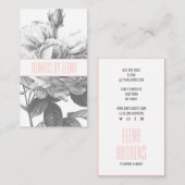 黒素朴と白のバラの花赤面ピンク 名刺 (正面/裏面)