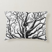 黒素朴と白の抽象芸術ツリーの枝 アクセントクッション (裏面)
