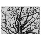 黒素朴と白の抽象芸術ツリーの枝 カッティングボード (正面)