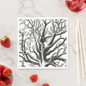 黒素朴と白の抽象芸術ツリーの枝 スタンダードランチョンナプキン (インサイチュ)