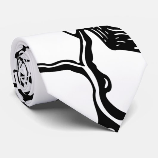 黒素朴と白の抽象芸術ツリーの枝 ネクタイ (ロール)