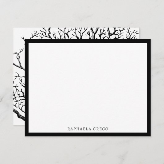 黒素朴と白の抽象芸術ツリーの枝 ノートカード (正面/裏面)