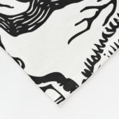 黒素朴と白の抽象芸術ツリーの枝 フリースブランケット (角)