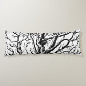 黒素朴と白の抽象芸術ツリーの枝 ボディピロー (裏面)