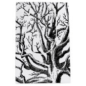 黒素朴と白の抽象芸術ツリーの枝 ミディアムペーパーバッグ (正面)