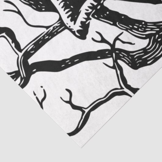 黒素朴と白の抽象芸術ツリーの枝 薄葉紙 (詳細)