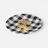 黒素朴と白の格子柄と秋カボチャ ペーパープレート (アングル)