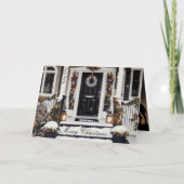 黒素朴と白の水の色のクリスマスフォト カード (正面)