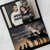 黒素朴と白の水の色のクリスマスフォト カード