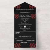 黒素朴と白の赤の葉秋の結婚式 オールインワン招待状 (内側)