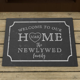 黒素朴と白の黒板の書式 ドアマット