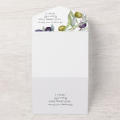 黒素朴と緑のオリーブの枝の水色 オールインワン招待状 (外側)