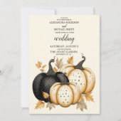 黒素朴と金ゴールドのパンプキ結婚ン 招待状 (正面)
