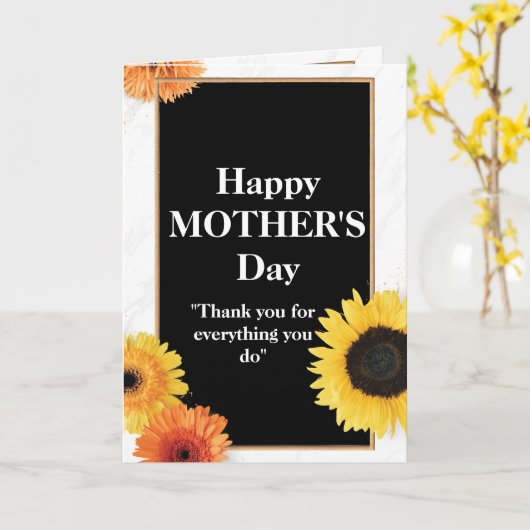 『黒素朴と黄のヒマワリの母の日』 カード (黄色い花)