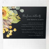 黒素朴ひまわりユーカリフローラ結婚ズ 三つ折り招待状 (内部最初)