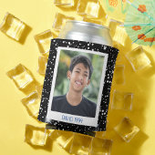 黒素朴グリッター30th誕生日レトロ写真 缶クーラー