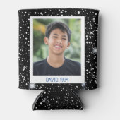 黒素朴グリッター30th誕生日レトロ写真 缶クーラー (正面)