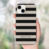 黒素朴ストライプモノグラムの iPhoneケース