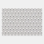 黒素朴トナカイと白黒タータンチェック ラッピングペーパーシート (正面)