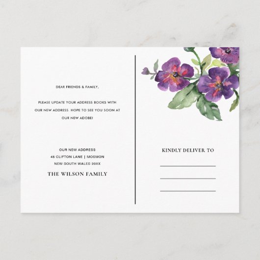 黒素朴フローラバードハウス新しい住所を移動 案内ポストカード (裏面)