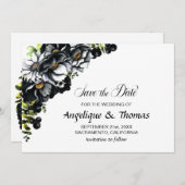 黒素朴フローラ結婚式の日付を保存 セーブザデート (正面/裏面)