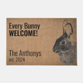 黒素朴モダンバニーラビットウェルカムマット ドアマット (正面)
