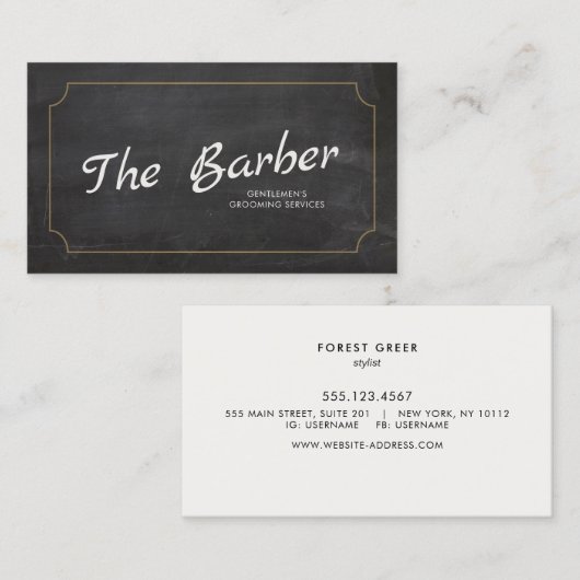 黒素朴ヴィンテージ手書きスクリプトタイポグラフィ 名刺 (正面/裏面)