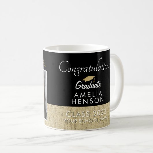 黒素朴人卒業生2写真卒業 コーヒーマグカップ (正面右)