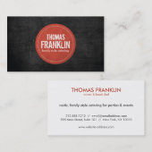 黒素朴木目に赤いスタンプ付きロゴII 名刺 (正面/裏面)