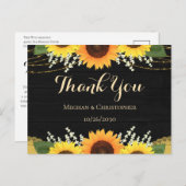黒素朴木金ゴールドひまわり結婚の感謝 ポストカード (正面/裏面)