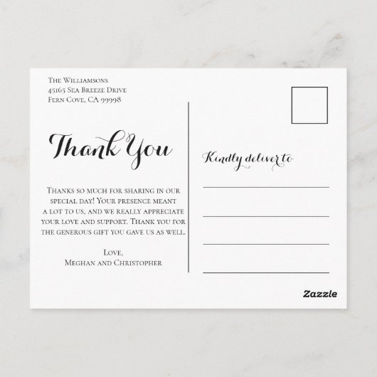 黒素朴木金ゴールドひまわり結婚の感謝 ポストカード (裏面)