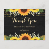 黒素朴木金ゴールドひまわり結婚の感謝 ポストカード (正面)