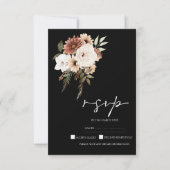 黒素朴桃フローラ結婚式RSVP 出欠カード (正面)