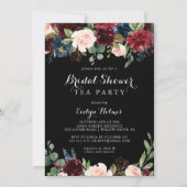 黒素朴植物学ブライダルシャワー茶パーティー 招待状 (正面)