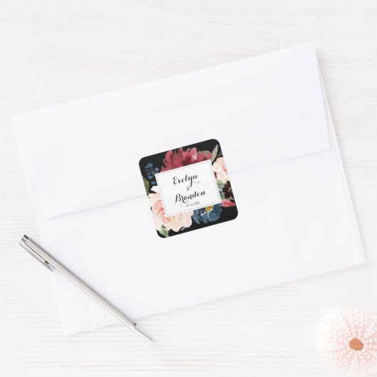 黒素朴植物学結婚封筒用シール スクエアシール (封筒)