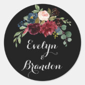 黒素朴植物学結婚封筒用シール ラウンドシール (正面)